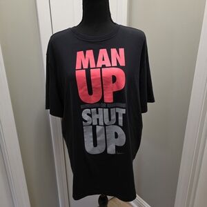 Nike Black Tee with Bold Red and Gray Text